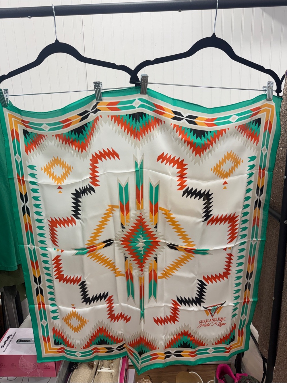 New Gilliland H&C Wild Rags Southwestern Print Silk Scarf 35”